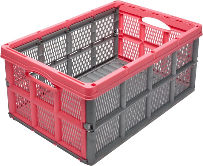 Garronda Transportbox 51x34,5x22,5 cm – Opvouwbaar – Grijs/Roze – GD-CRI-FoldBox