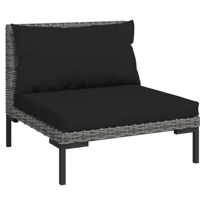vidaXL - 5-delige - Loungeset - met - kussens - poly - rattan - donkergrijs