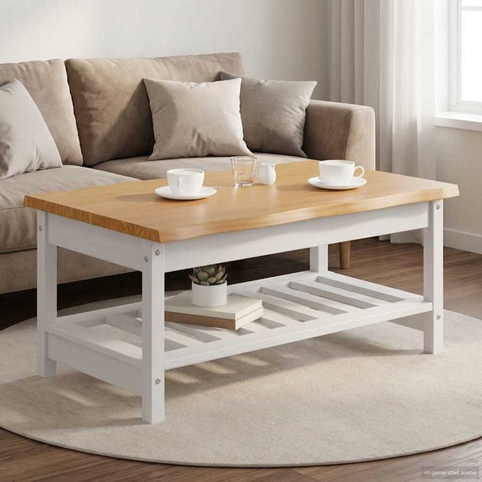vidaXL - Salontafel - EKAI - Wit - 100 - x - 60 - x - 45,5 - cm - Massief - grenenhout