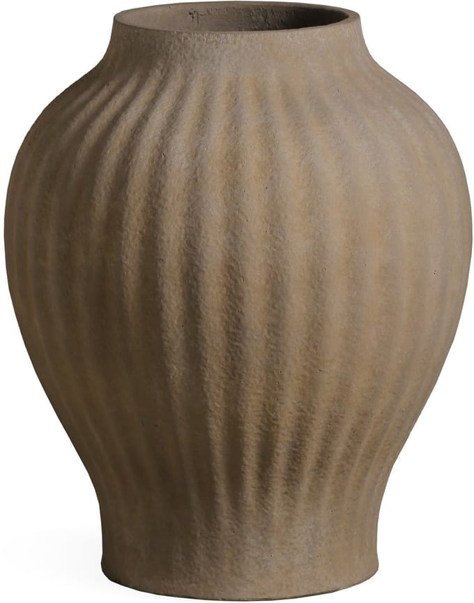 PTMD Beautii Brown Fiber Cement Pot Ribbed Structure S