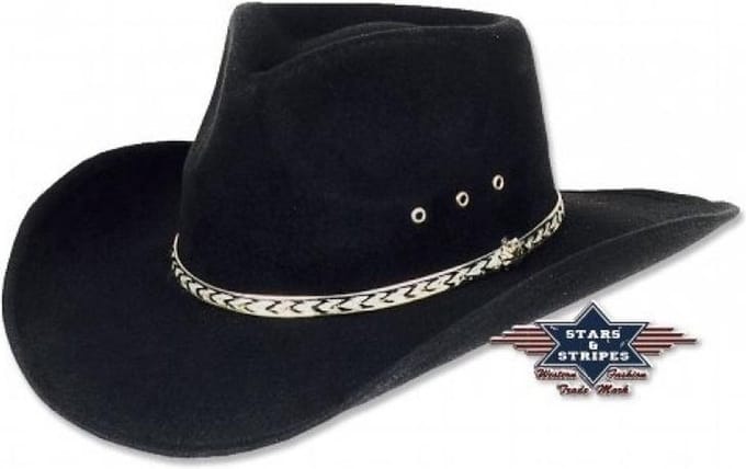 Western hoed Kansas black Stars&Stripes maat 55