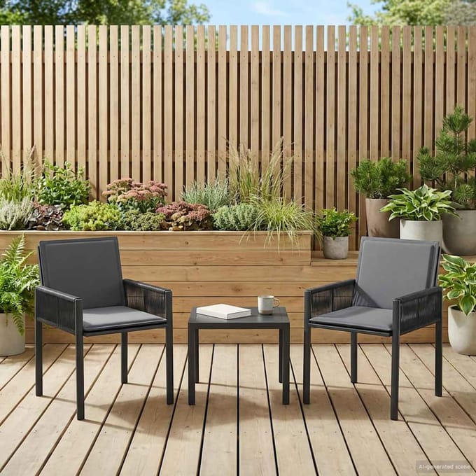 vidaXL - Tuinstoelen - 2 - st - Zwart - en - Donker - Grijs - poly - rattan