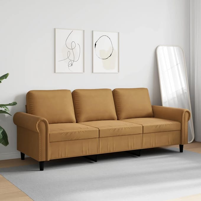 vidaXL - Driezitsbank - 180 - cm - fluweel - bruin