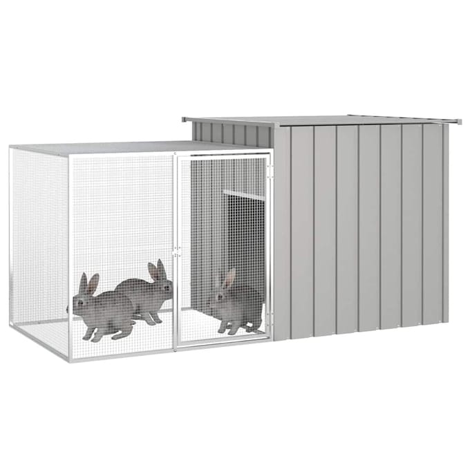 vidaXL - Konijnenhok - 200x91x100 - cm - gegalvaniseerd - staal - grijs