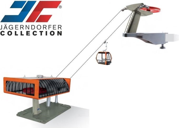 Jaegerndorfer - 84380 Kabelbaan D-Line Grijs Oranje Miniatuur Model - 1:32 - Kerstdorp