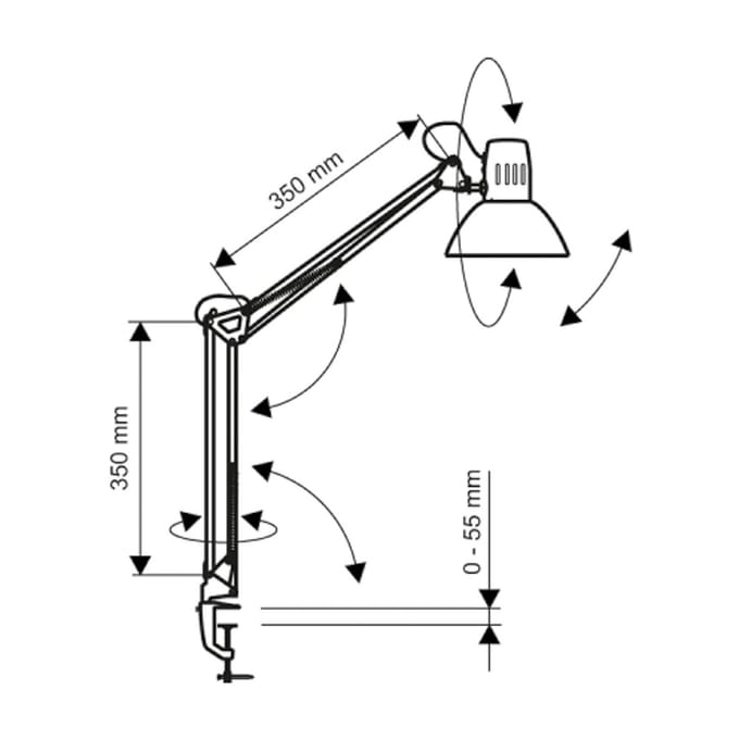 MAULstudy Bureaulamp - LED - Metaal - Rood - Tafellamp met Klem - E27 Fitting