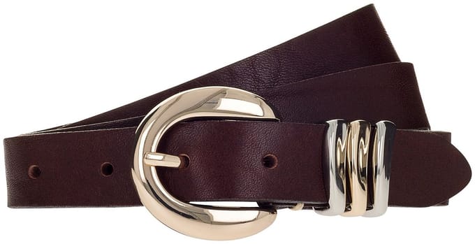 b.belt riem Valeria 25mm Leather Belt W85 Dark Brown donkerbruin