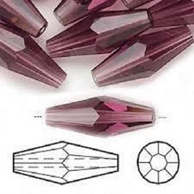 Swarovski Elements, dubbele bicone (5205), 20x8mm, amethyst. Per 6 stuks