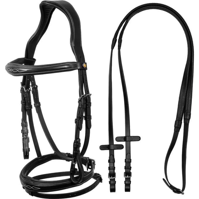 Anatomisch leer zadeltje met decoratieve stiksels Equestro