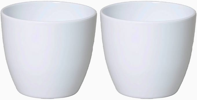 Floran Bloempot/plantenpot Boule - 2x - wit - keramiek - 10 x 12 cm