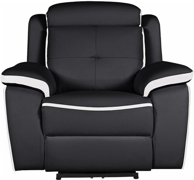 Vente-unique Elektrische relaxfauteuil van leer ANGELIQUE - Zwart/ wit