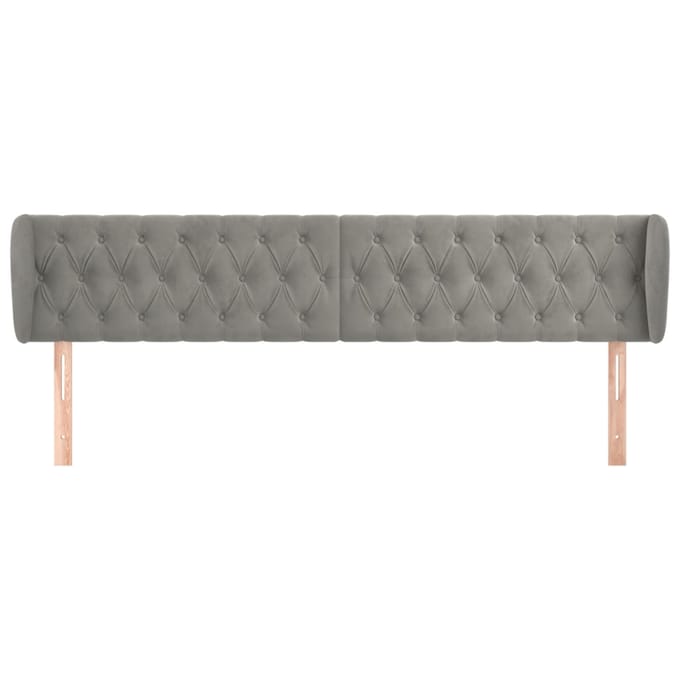 vidaXL - Hoofdbord - met - randen - 183x23x78/88 - cm - fluweel - lichtgrijs