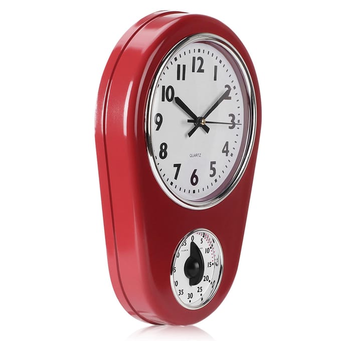 Vintage Muur Grote Klok Hangklok Huis Keuken Timer white