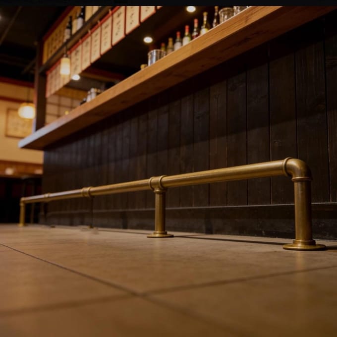 Voetensteun Bar - Voetenrail Bar - Bar Comfort - Extra Robuuste Constructie - 366 cm - Goud