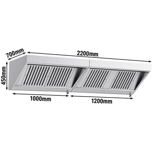 GGM Gastro Wandhaube - 2200mm - mit Filter & Lampe