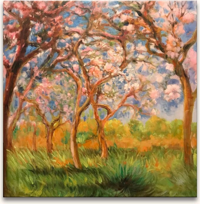 Handgeschilderd schilderij Olieverf op Canvas - Claude Monet 'Olijfbloesem'