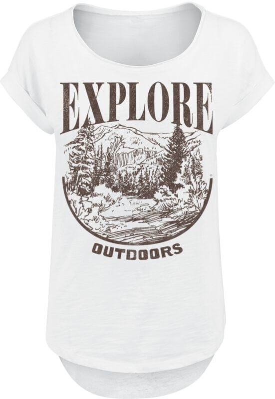 Goodie Two Sleeves - Fun T-shirt - Explore Outdoors - M - voor Vrouwen - wit