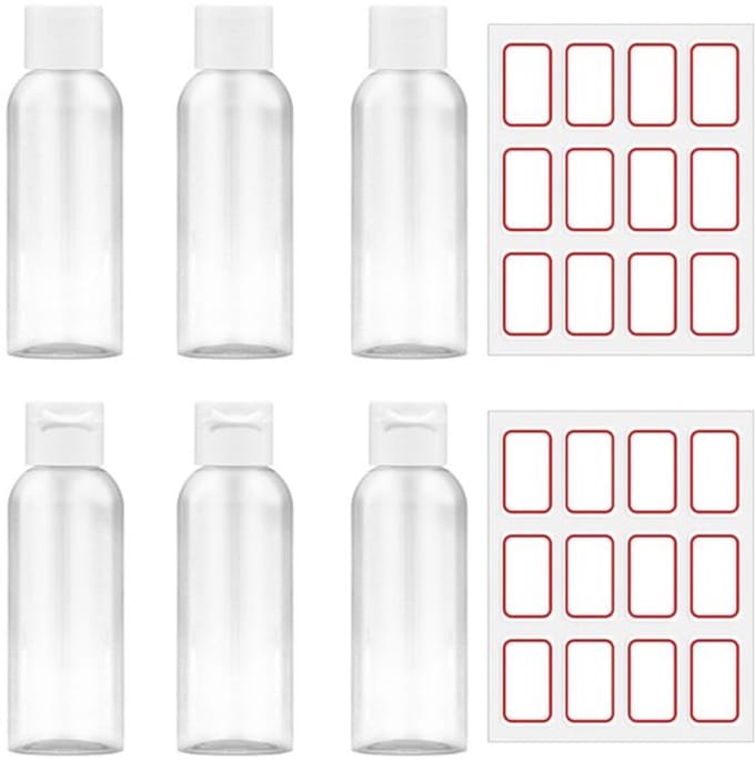 Dailygoods- Reisflessen Set van 6 - 80 ml Plastic - Transparante Fles voor