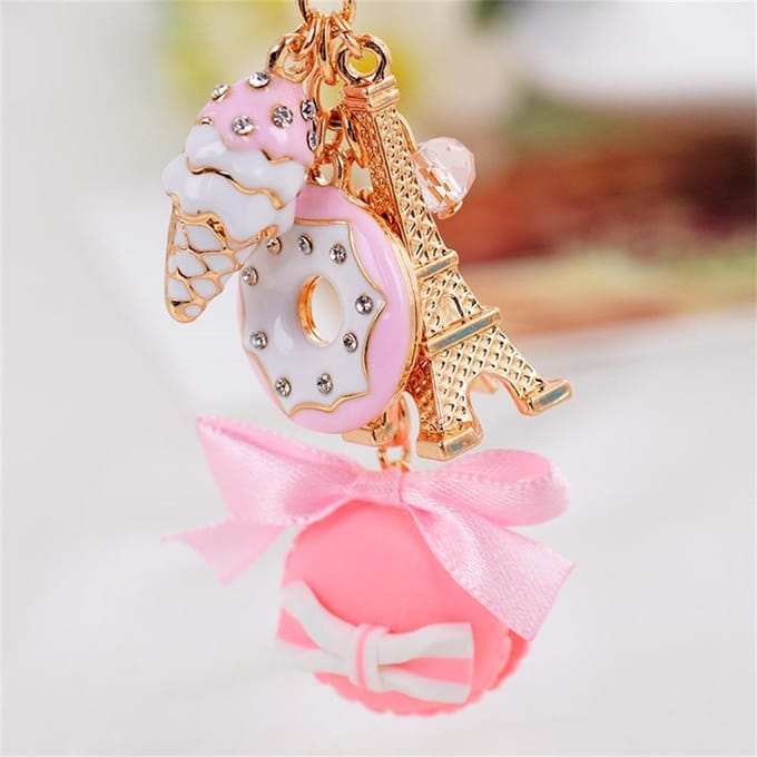 Decoratieve Modieuze Stijlvolle Donuts Sleutelhangers Auto Hanger Schattige Cadeau Accessoire (Roze) beige