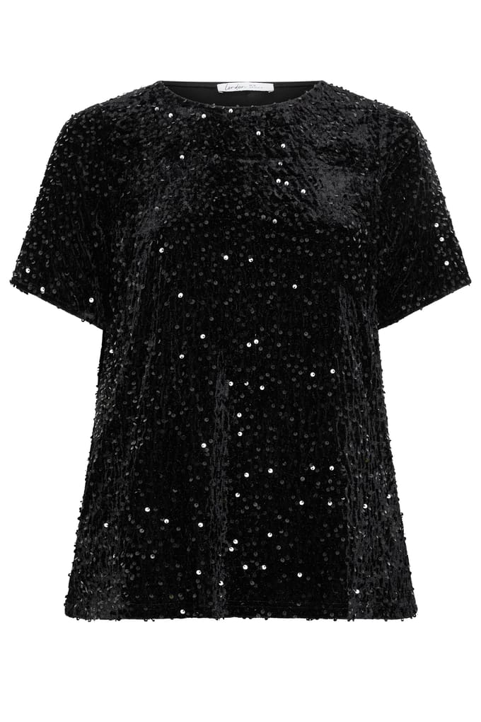 Yours London Rood Fluwelen Tshirt Met Pailletten Size 42