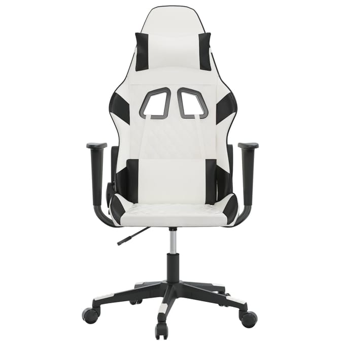vidaXL - Massage - gamestoel - kunstleer - wit - en - zwart