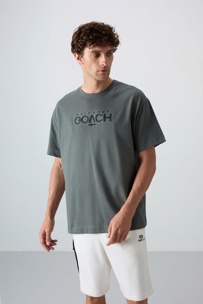 Oversized Logo Patch Crew Neck T-shirt