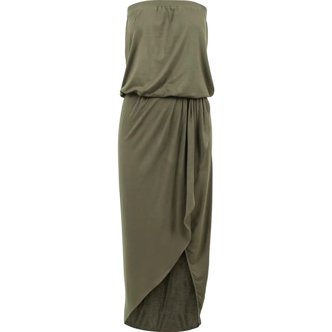 Urban Classics - Bandeau Midi Asymmetric Lange jurk - S - Groen