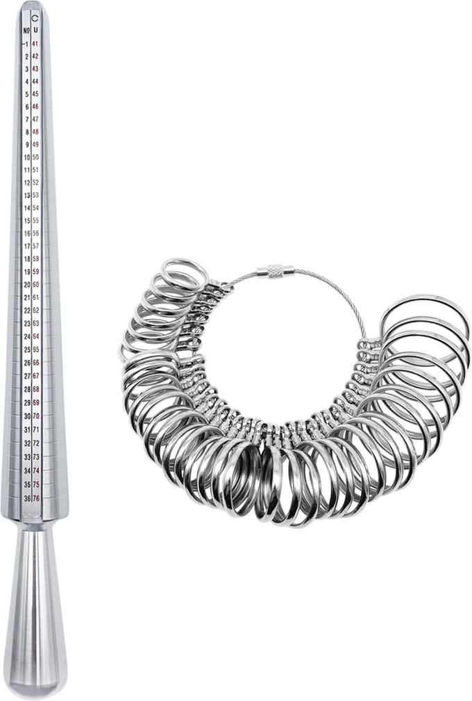 Purepeak Ringmaat Meter geschikt voor EU, Frans en US maten - Ring Sizer - Ringmeter - RVS