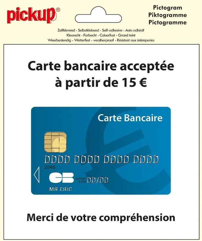 Pickup pictogram 15x15 cm Carte bancaire acceptee