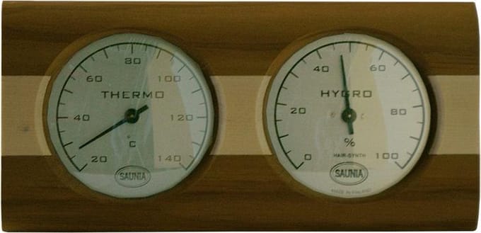 Saunia -  Thermometer met hygrometer- Thermisch behandeld berkenhout
