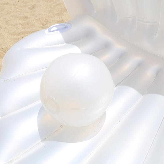 Coquillage gonflable pour piscine pour adultes, coquillage géant avec lit flottant en perles blanc perle