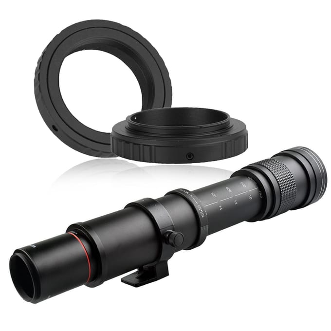 Objectif de recul pour télescope T2-OM T2 pour bague d'adaptation 43 pour Olympus E-600 E-510 E-500 E-450 E-5 black