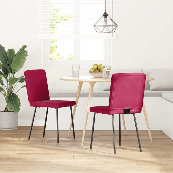 vidaXL Eetkamerstoelen 2 st fluweel wijnrood
