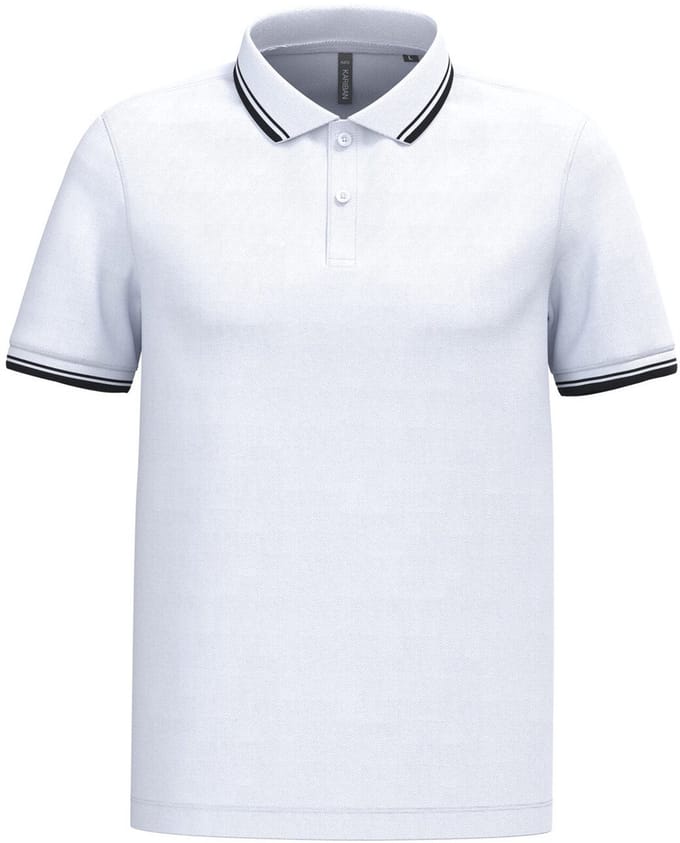 Kariban Gestreepte herenpolo korte mouwen K272 - White / Black - S