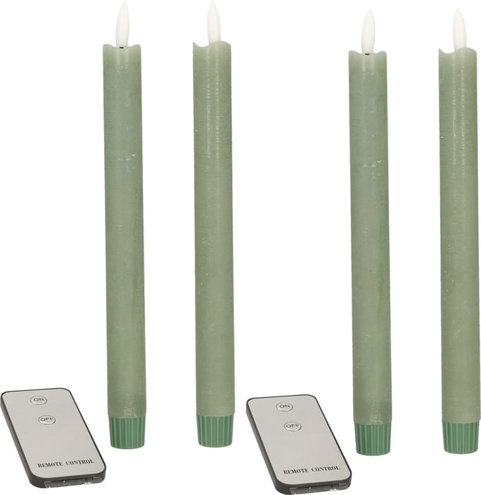 Anna's Collection LED dinerkaarsen - 4x - jade groen - 23 cm - met afstandsbediening