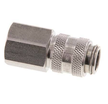 RVS DN 5 Luchtkoppeling Snelkoppeling G 1/4 inch Binnendraad Double Shut-Off - CLS5-F-S-SV-014
