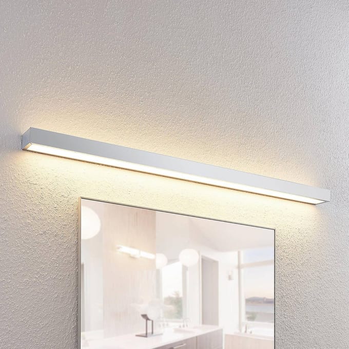 Lindby LED badkamer wandlamp Layan, 120 cm, chroom, metaal