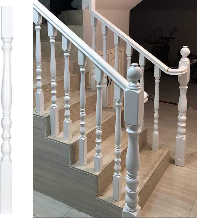Leuningpalen hout - Trap balusters - Trap afwerking - Massief hardhout - 85 cm - Wit
