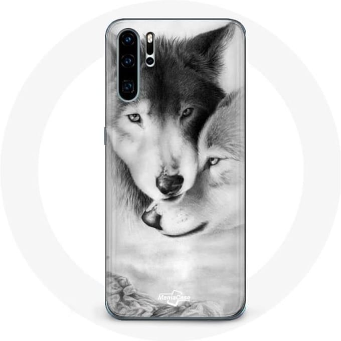 Coque pour Huawei P30 Loup Duo animaux