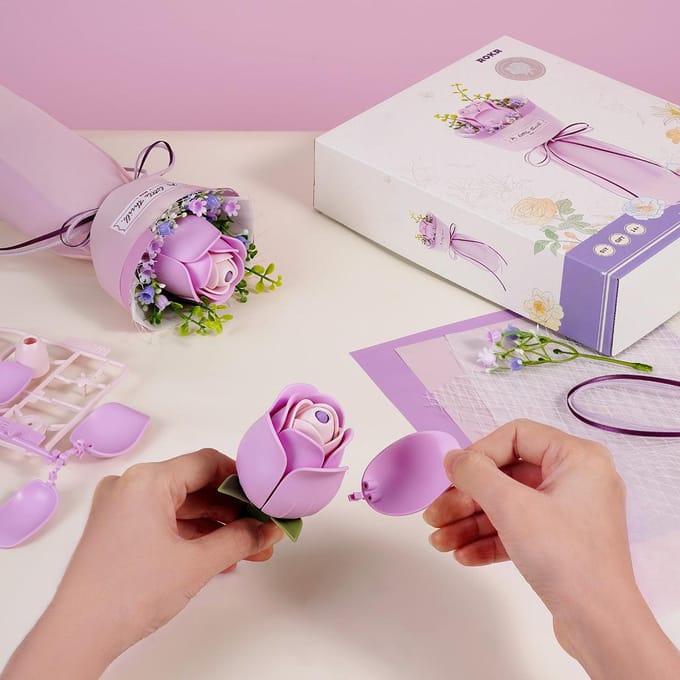 Robotime, DIY 3D Puzzel Rose Paars, AF021