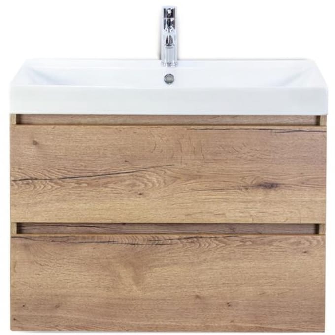 Maxx XL Badmeubelset 80 cm - Natuur Eiken - Wastafel Just 1 Kraangat
