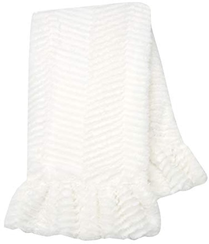 Witte Gegolfde Lux Minky/Jersey Chevron Babydeken 30" X 40"