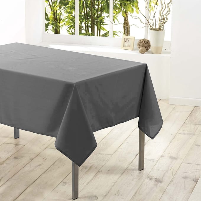 Tafelkleed voor binnen - Donkergrijs - polyester - 140 x 200 cm - Basic eettafel tafelkleden