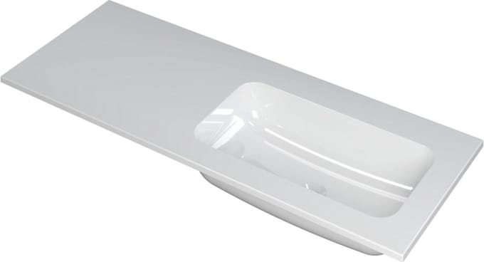 INK Faktor wastafel polystone rechts zonder kraangat 120x45x1,5cm, glans wit