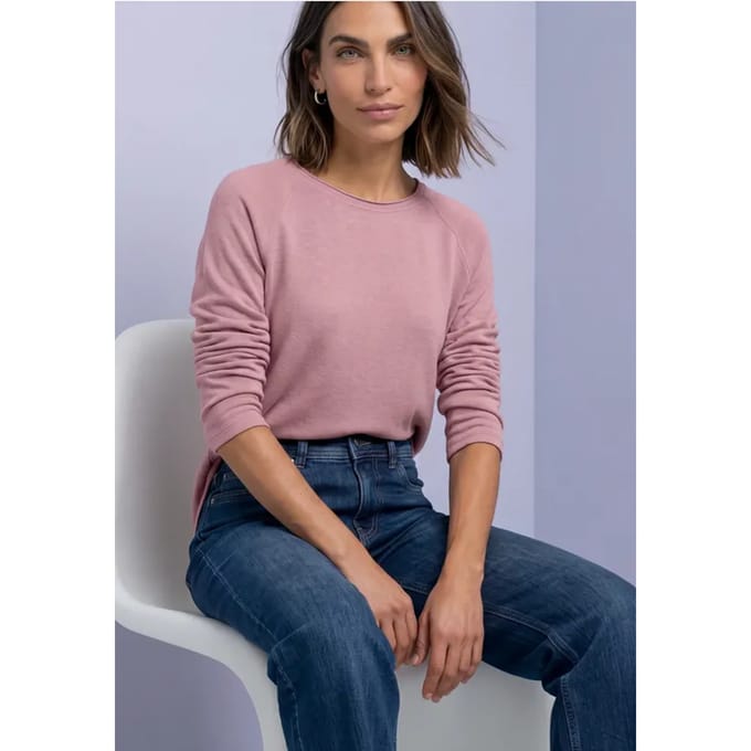 Longsleeve met ronde hals en rolrand