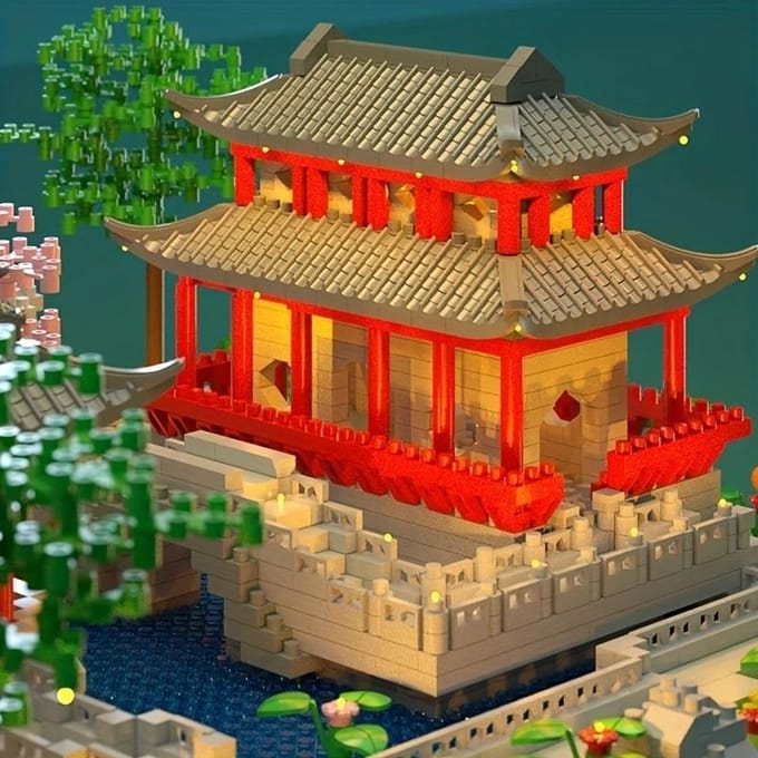 Jardin de Suzhou bâtiment classique chinois modèle de bloc de construction microparticule décoration jouets éducatifs gray