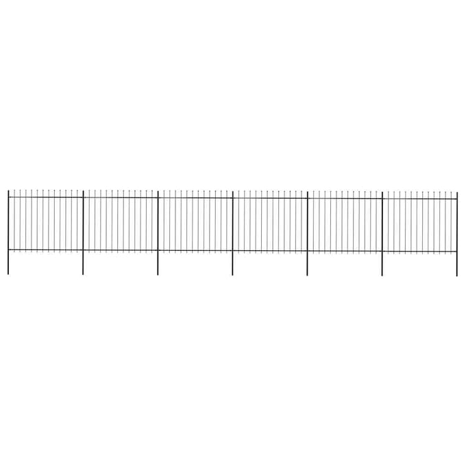vidaXL - Tuinhek - met - speerpunt - staal - 1005x150 - cm - zwart