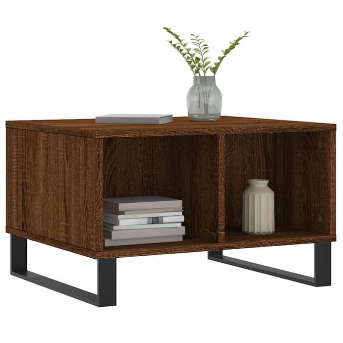 vidaXL - Salontafel - 60x50x36,5 - cm - bewerkt - hout - bruin - eikenkleur