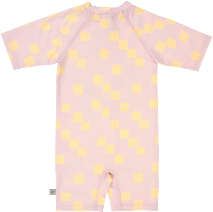 Lässig Checkerboard UV Pakje Korte Mouw - Maat 74/80 - Pale Pink/Yellow