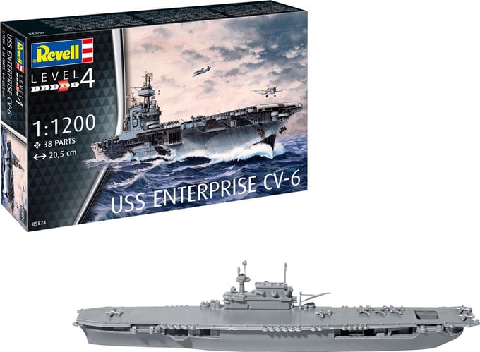 Revell Modelbouwpakket Militaire voertuigen - 65824 USS Enterprise CV-6 - Model Set Plastic - 1:1200 - Modelbouw